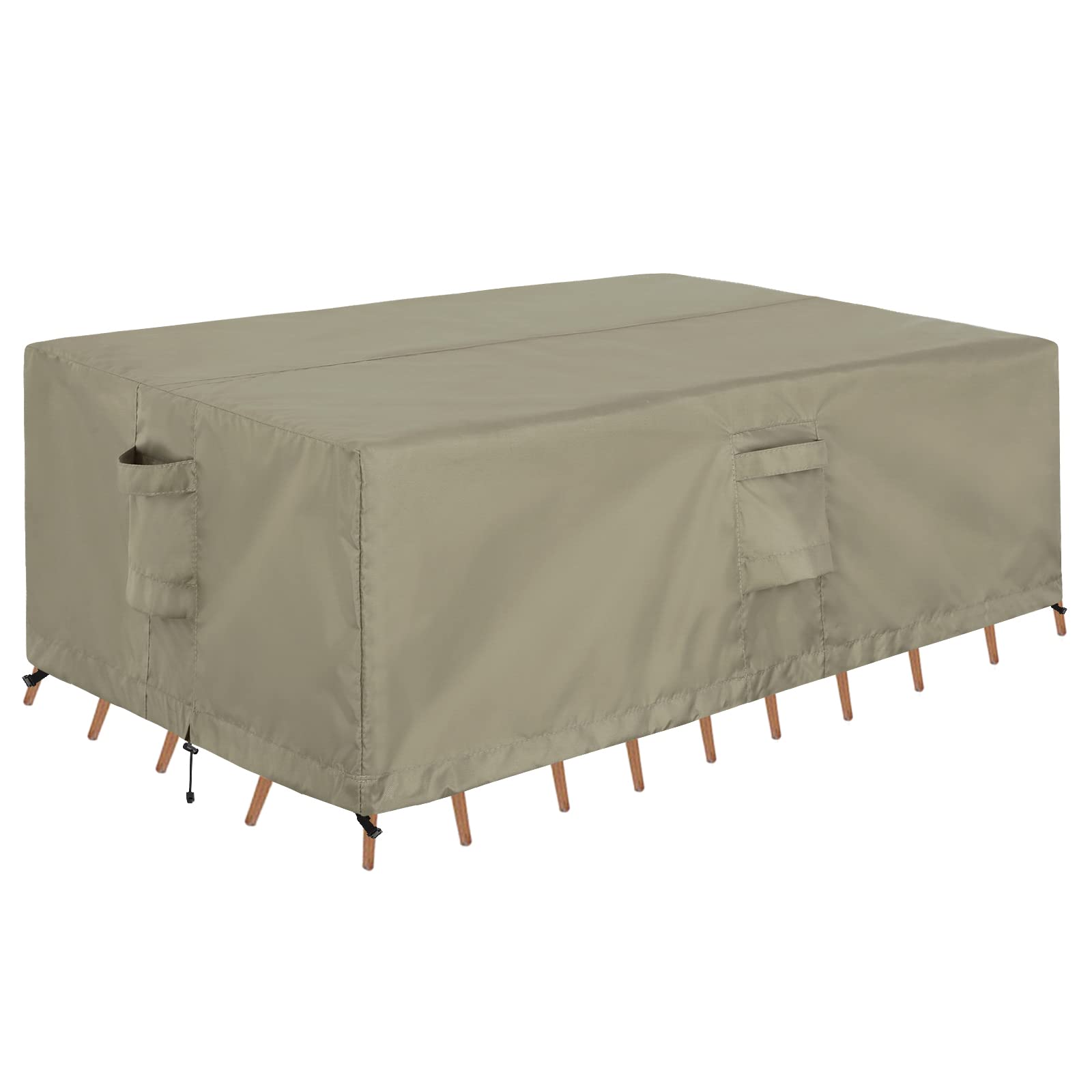 OutdoorLines Outdoor Waterproof Patio Table Furniture Set Covers - Rectangle Couch Sectional Cover Outside Weatherproof Patio Furniture Covering for Deck, Lawn and Backyard 74"L x 47"W x 28"H, Camel