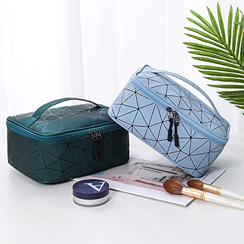 FASTUNBOX (LABEL) Women Travel Cosmetic Make up Organizer Toiletry kit Bag Brush Make up Storage Organizer Cosmetic Bag with Diamond Style (Sky Blue)