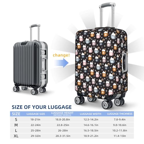Snowflake Cream Hot Cocoa Print Luggage Cover For Suitcase,Washable Elastic Travel Suitcase Protector With Zipper Closure And Bottom Buckle – Fits 18-32" Luggage-X-Large4