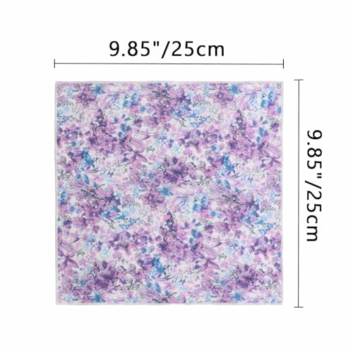Image of Floral Pocket Squares for Men with Holder Printed Flower Mens Handkerchief Cotton Suit Pocket Hanky for Wedding