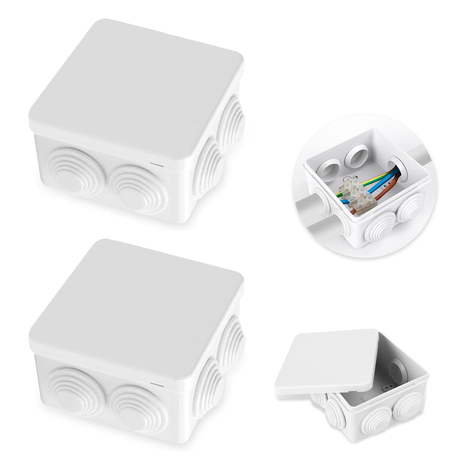 2 x IP65 Waterproof Junction Boxes, Electrical Project Box, Weatherproof Electrical Enclosure