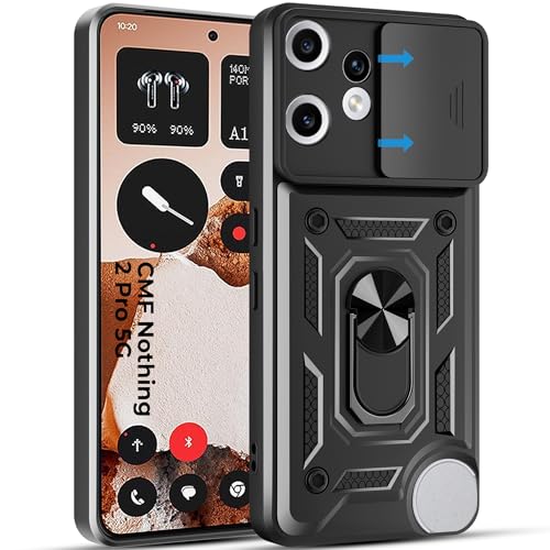 Image of A rtistque Armor Bumper Back Case Cover for Nothing CMF Phone 2 Pro 5G | Stylish Ring Holder & Inbuilt Stand | Sliding Camera Cover | TPU Protective Design | Nothing CMF 2 Pro Back Cover - Black