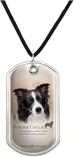 GRAPHICS & MORE Border Collie Dog Breed Military Dog Tag Pendant Necklace with Cord
