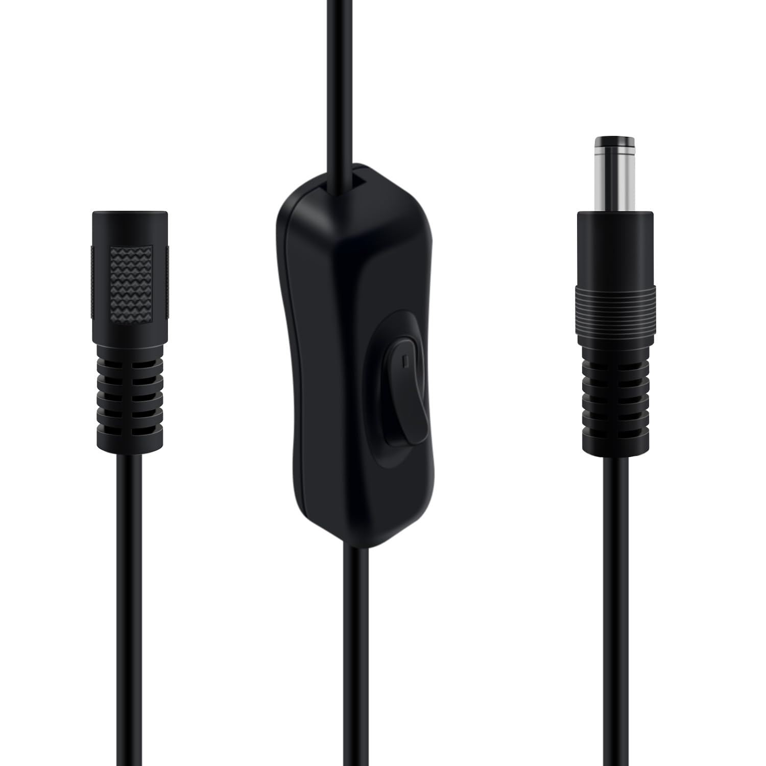 Cavo jack interruttore DC 22AWG 12V 24V cavo di prolunga DC 5,5 mm x 2,1 mm maschio femmina, DC5521 cavo per telecamere di sicurezza, router, DVR, strisce LED (nero, 0,3 m)