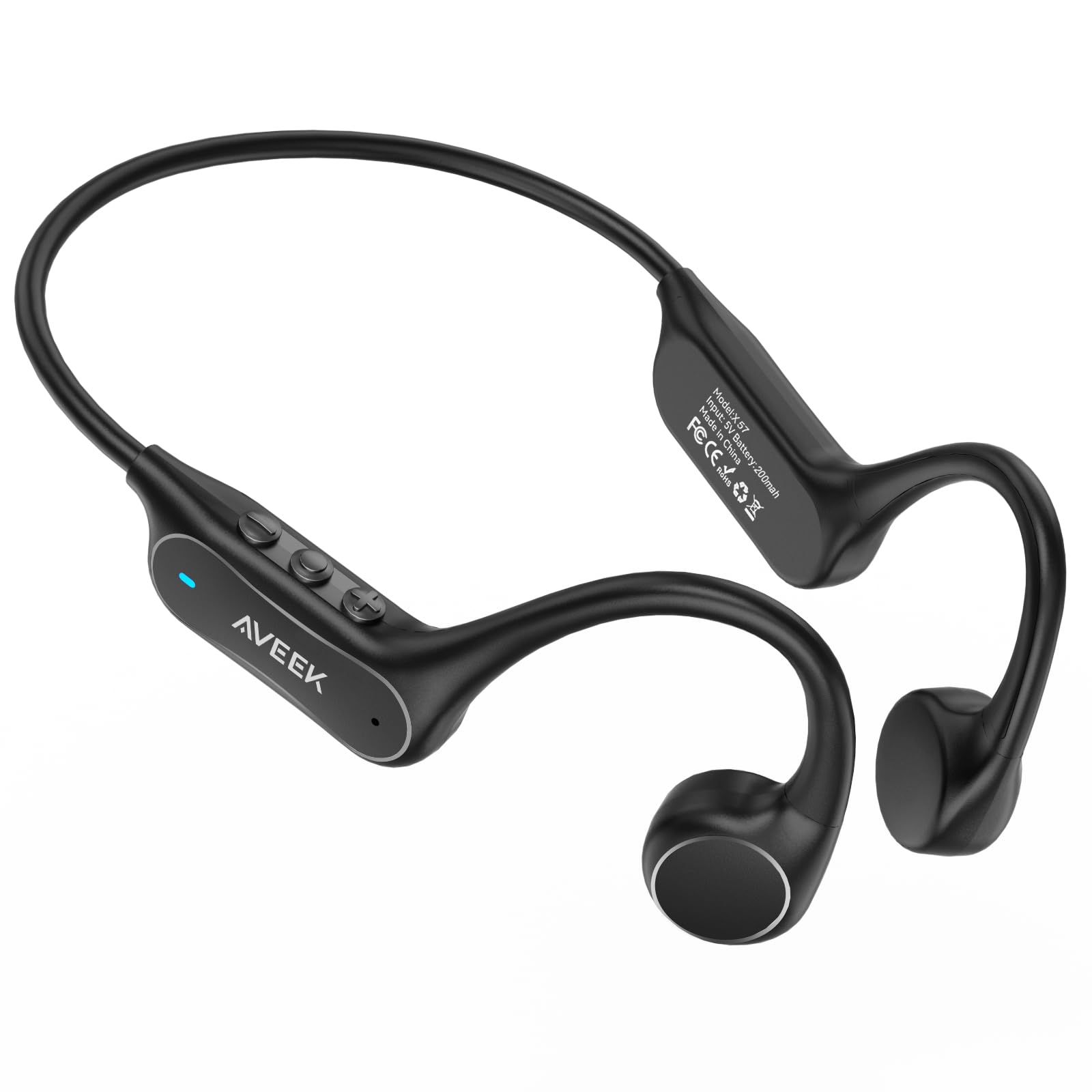 Aveek Cuffie a Conduzione Ossea Senza Fili Sport con Bluetooth 6.0, IPX5 | 8H Autonomia, Microfono Anti-Rumore E Ricarica Rapida USB-C, Cuffie Open-Ear Senza Fili Per Corsa, Ciclismo & Fitness