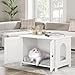 JY QAQA Cat Litter Box Enclosure,Litter Box Furniture Hidden with Barn Door,Wooden Cat Washroom Furniture,Cat House,Fit Most of Litter Box,White