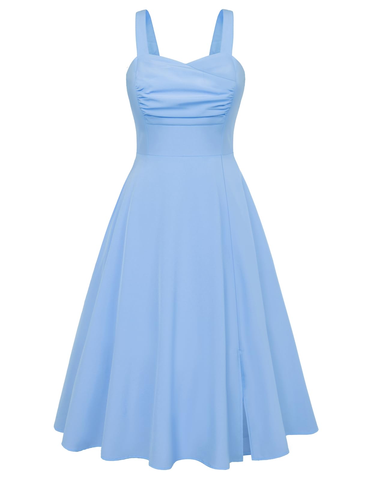 Belle Poque Women's Vintage 1950s Dress 2026 Summer Sleeveless Flowy Ruched Midi Tea Party Wedding Guest Cocktail Dress