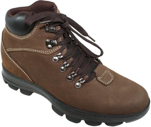 Calden Men's Invisible Height Increasing Elevator Shoes - Nubuck Khaki Brown Leather Lace-up Casual Work Boots - 3 Inches Taller - K228112 - Size 11 D(M) US | Image 1