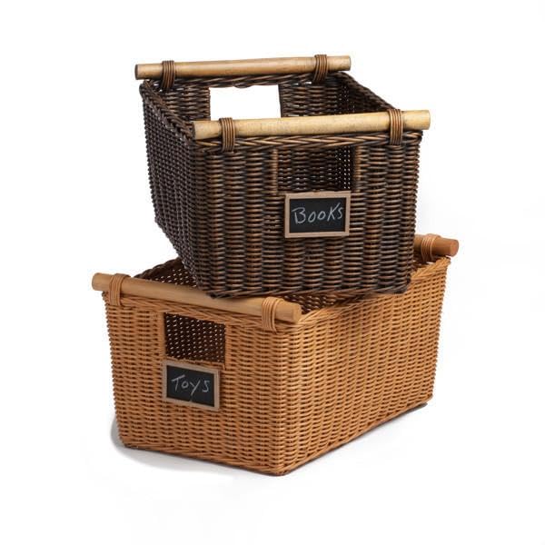 wudflex Handmade Wicker Rectangular Basket For Cloth, Storage Basket, Bin Organizer For Toiletry Cosmetic Toys Bathroom Organizermulti-Purpose Storage Basket Use For Bathroom Living Room (14"X10"X 8")