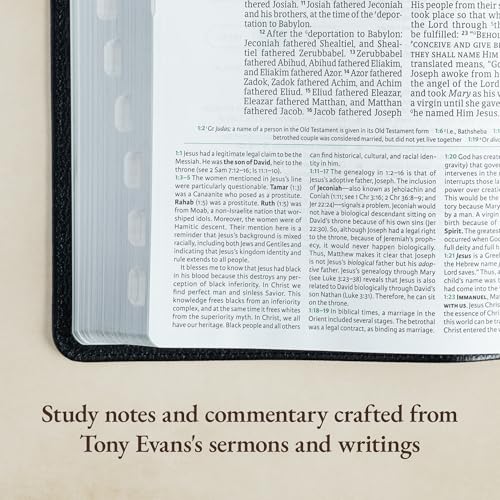 Image of NASB Tony Evans Study Bible, Black Genuine Leather, Indexed, Black Letter, Study Notes and Commentary, Articles, Videos, Charts, Easy-to-Read Bible Karmnina Type