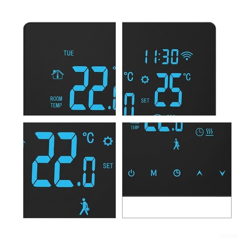 Termostato para inteligente WiFi para zigbee Calefacción - Mando Voz para alexa Assistant 5 a 90 Grados 3200W Digital para habitación Baño(3A)