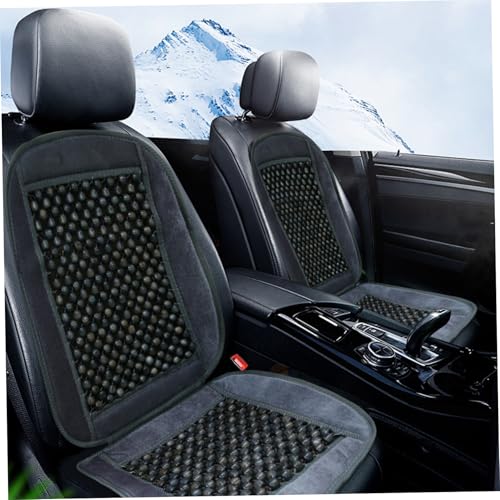 Funda de asiento de coche con cuentas de madera, cojín transpirable y protector de coche gris 3