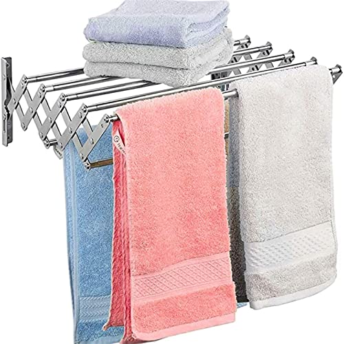 AMAZOM Tendedero Extensible Montado En La Pared Tendedero Extensible Montado En La Pared Secador De Ropa Tendedero con 7 Peldaños para Colgar La Ropa para Balcón Baño Terraza,42~80cm Cover