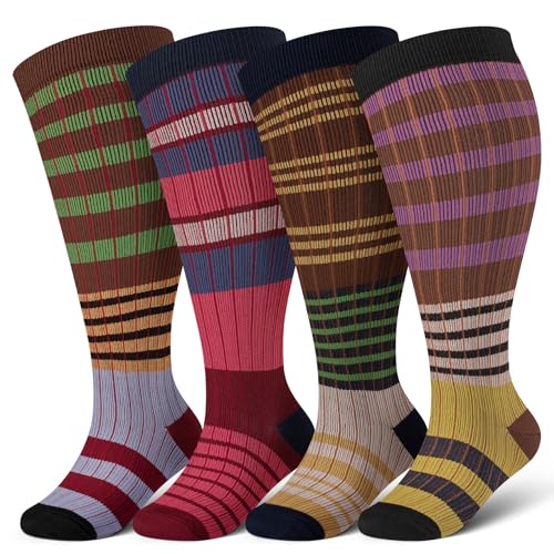 Image of Cerpite Plus Size Compression Socks 20-30 mmHg for Women & Men, Extra Wide Calf Compression Socks, Cushioned Breathable Support for Nurses, Travel, Running & Long Standing