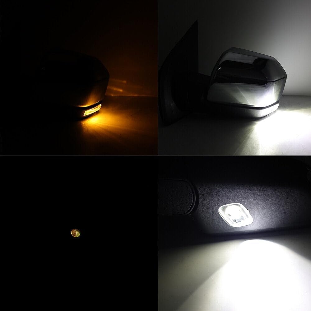 18 Pins Left Chrome Side Mirror Assembly Compatible With Ford F-150 F150 2015-2020 Power Folding W/Blind Spot Memory Driver Side Replacement For FO1320529