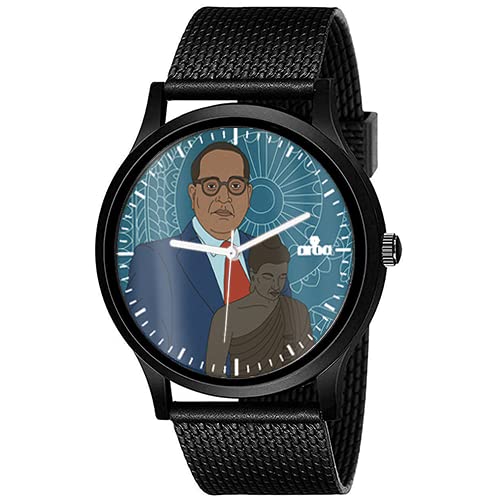 AROA Watch New Watch for Babasaheb Ambedkar with Buddha Statue in Hand Model : 654 Black Metal Type Analog Black Strap Watch Blue Dial for Men Stylish Watch for Boys (B0C6QJK7HQ) Amazon Price History, Amazon Price Tracker
