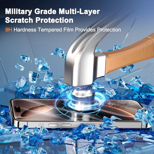 SIBEITU 3 Pack Screen Protector for iPhone 16 Pro Max with 3 Pack Camera Lens Tempered Glass Protector, 6.9 Inch HD Clear Glass Film 9H Hardness Full Coverage, Scratch Resistent, No Air Bubbles
