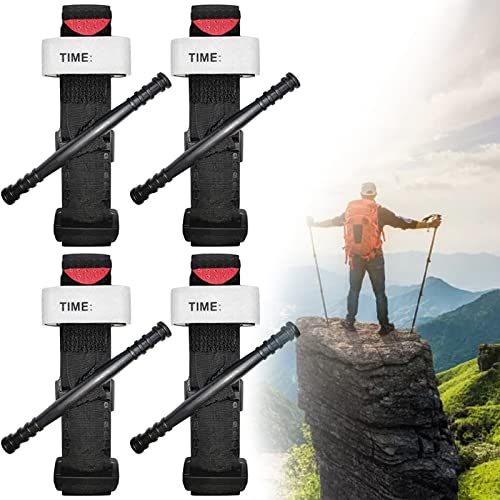 Tourniquets,Notfall-Outdoor-Tourniquet Erste Hilfe Taktische lebensrettende Blutungskontrolle,Einhandbedienung des hämostatischen Verbandes,Tactical Tourniquet (4 X Schwarz)