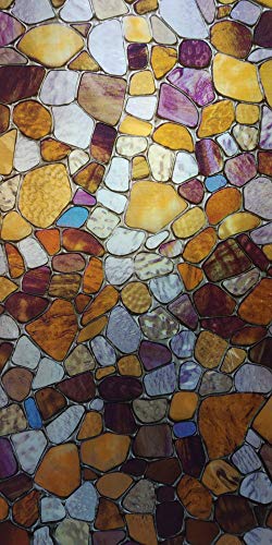 Image of ELTON Vinyl, Rustic Stone Matt, Self Adhesive, Decorative, Heat Control, Anti UV 3D Privacy Film for Bathroom Door Window (Multicolour, 24 x 48 inches)