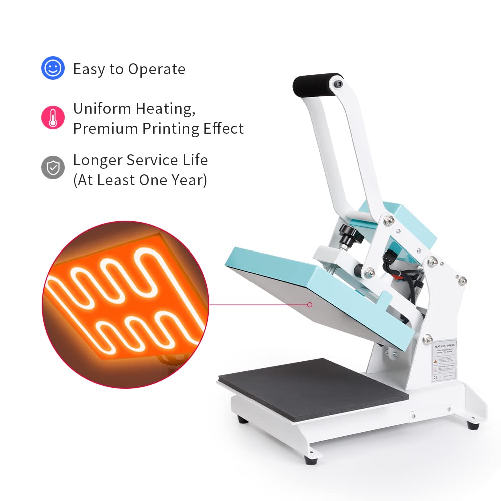 PYD Life Heat Press Machine 9 x 12 Inch 110 V Mint Green Sublimation Printer Press Heat Press Transfer Machine for T Shirts Vinyl Tote Bag Christmas Ornaments Flat Sublimation Blanks Heat Transfer