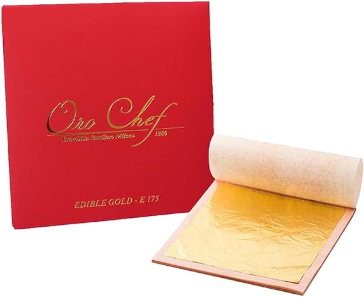 Oro Chef 1880 – Edible Gold Leaf E175 23K (25 Leaves, 80×80mm) | Made in Italy | Dubai UAE