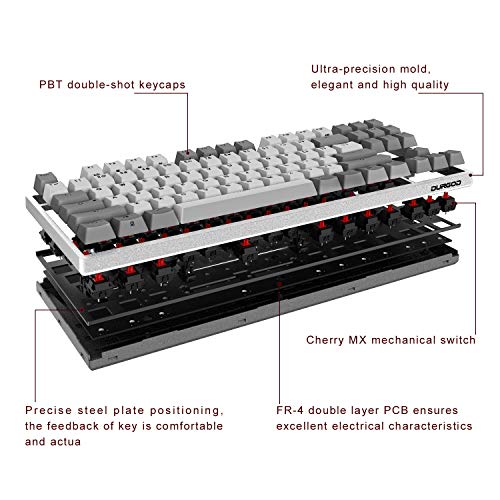 Image of DURGOD Taurus K320 TKL Mechanical Gaming Keyboard - 87 Keys - Double Shot PBT - NKRO - USB Type C (Cherry Silent Red, White)