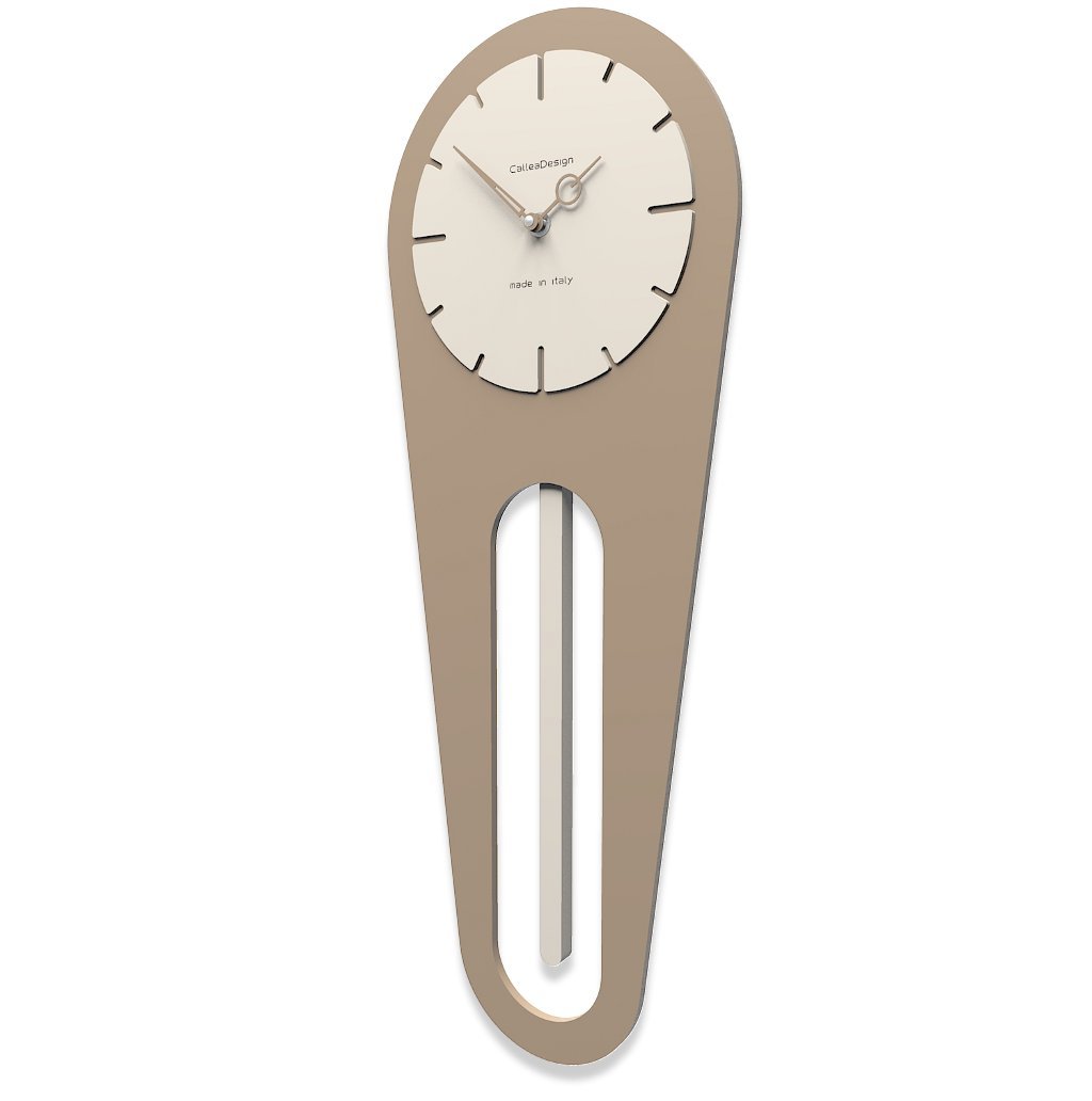 CalleaDesign Wanduhr Sally Mit Pendel – Im Milchkaffee-Look, 22x59 Cm, Batteriebetrieben, Aus Holzfaser