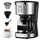 kognita 12 Cup Thermal Coffee Maker, Programmable Small Coffee Maker with Glass Carafe and Filter, Dirp Coffee Maker Coffee Pot Machine, Keep Warm, Brew Strength Control, 900W Fast Brew Auto Shut Off