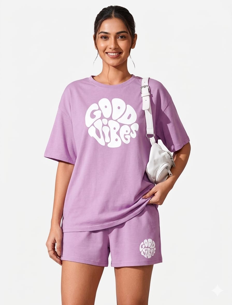 Women Cotton Night Suit Top & Shorts Set | Loose Fit Printed Nightwear Co Ord Set Stylish Western | Soft Breathable Sleepwear Shorts with Pocket for Women-picture-14