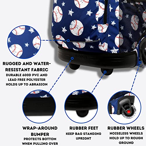 Image of J World New York Kids' Sunny Rolling Backpack Adults, Base Ball, One Size,17 X 11.5X 5.5 inch (H X W X D) inch