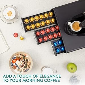Navaris Coffee Pod Holder with 3 Drawers - 48 Capsule Storage Organizer Tray Counter Container - Compatible with K-Cup, Nespresso - 3 Drawer Design Navaris Coffee Pod Holder with 3 Drawers 48 Capsule Storage Organizer Tray Counter Container Compatible with K Cup Nespresso 3 Drawer Design