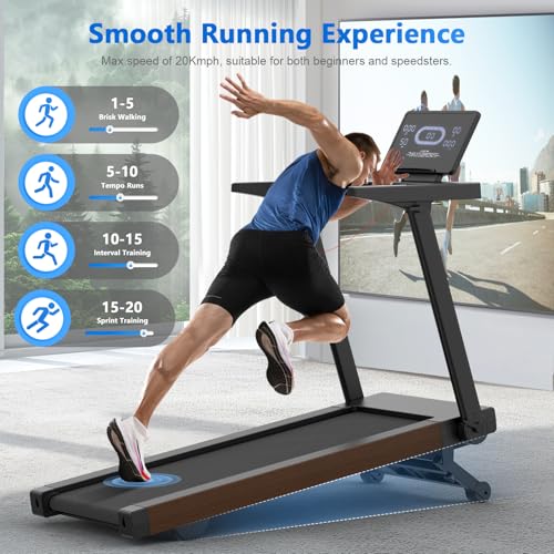 Cowmew Treadmills for Home, Foldable Treadmill with 20% Auto Incline, 20KM/H, 7HP, 180KG Weight Capacity, Running Machine for Heavy People with LED Display, Heart Rate Monitor, Bluetooth Speakers - Image 5