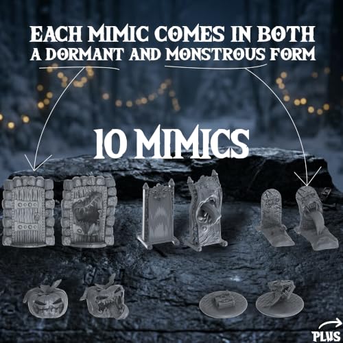 Image of DND Miniatures Advent Calendar, 33 Unpainted Monster & Mimic Minis | Includes dungeon terrain & mystery NPC figurines, 28mm, PVC, ready for hobbyists & ttrpg players