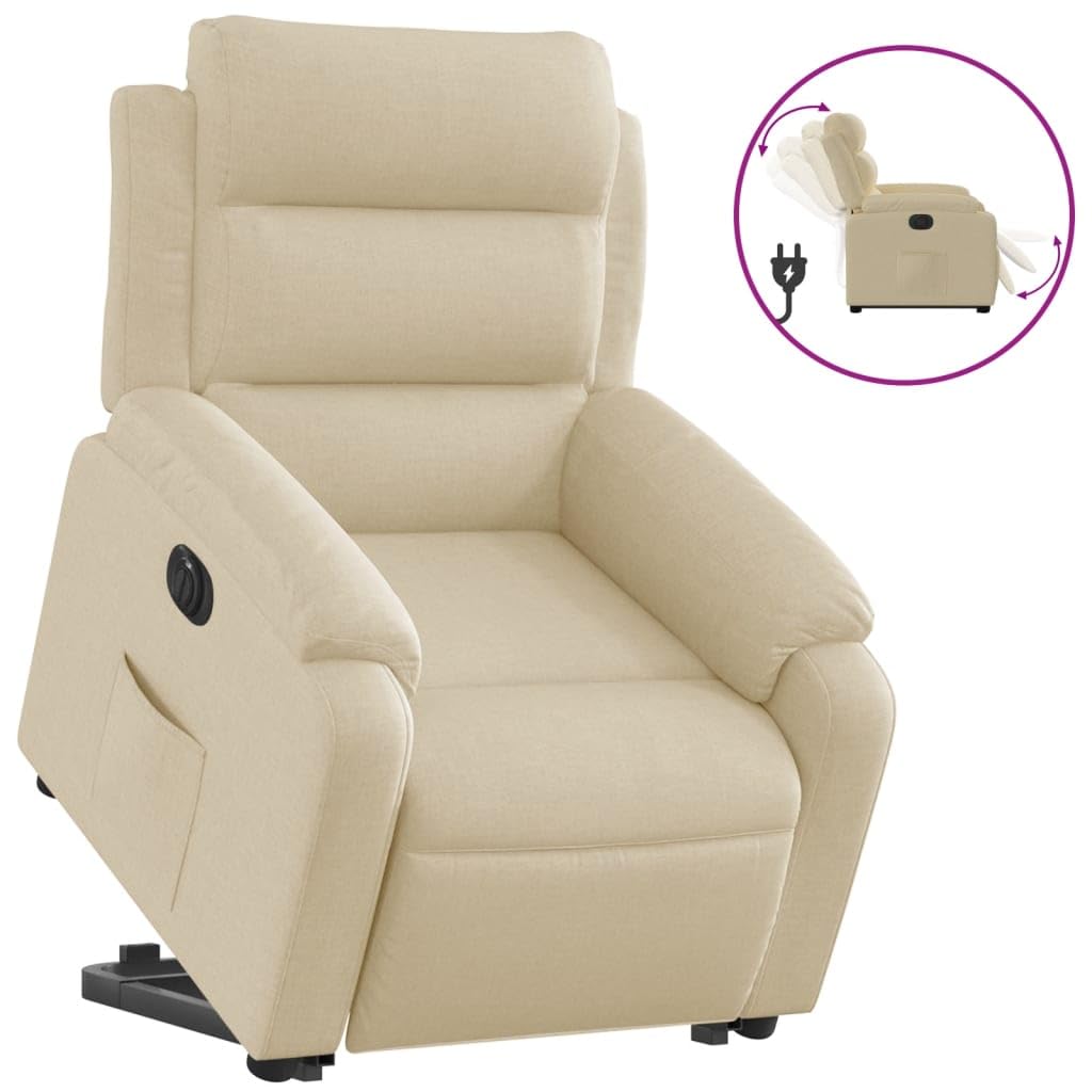Elektrischer Relaxsessel Cream Beige mit Aufstehhilfe 75x92,5x100 cm Stoffbezug Modernes Design für Living Room Bedroom Seniorengerecht