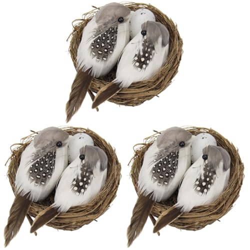 Image of 3 Set Artificial Bird Nest with Foam Eggs Simulated Twig Birds Nest Decoration for Easter Garden and Home Ornament