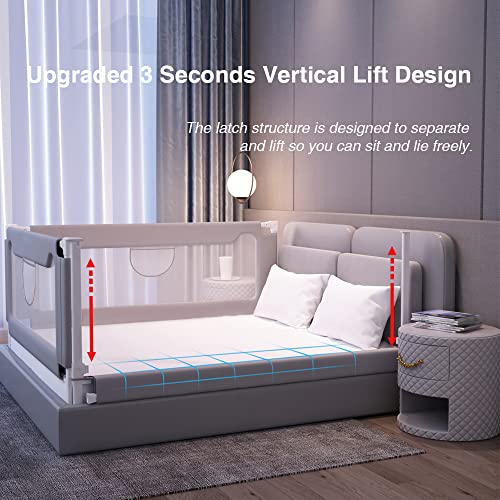 Image of Toddler Bed Rail - 2023Upgrade Extra Long Bed Guard Rail for Toddlers /Kids Twin, Double, Full,Queen & King Size - Safety Bed Guard Rails for Child,1 Side:78.74 inch(L) x27 inch(H)