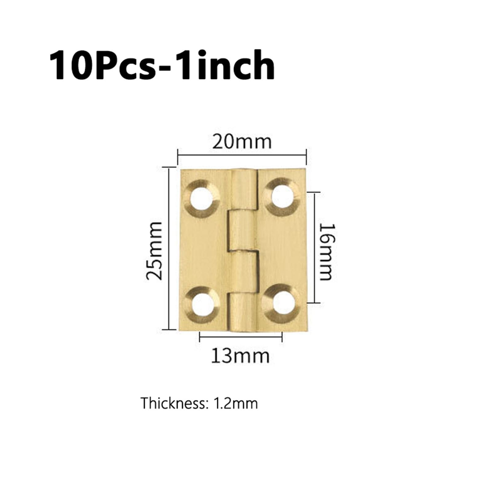 10 Stuks Messing Mini Scharnier Goud 1.2mm Hardware Accessoires Sieraden Houten Doos Kastdeur Scharnieren 1/1.5 Inch Meubels Decoratief (Color : 1 inch-10Pcs