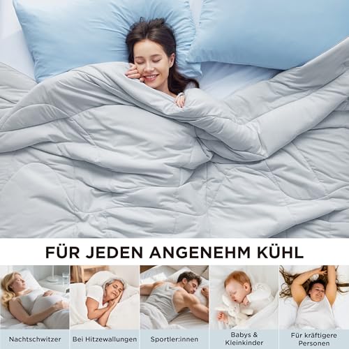BEDSURE Bettdecke Ohne Bezug Kühlende - Bettdecke 135x200 Kühldecken zum Schlafen - Leicht Atmungsaktiv Schweißfrei Cooling Blanket Für Nachtschwitzer Doppelseitige Kühlende Decke, Grau