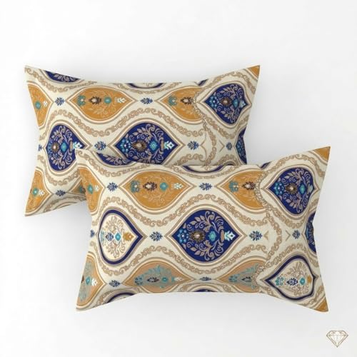 Image of Cotton Bolls Textiles Glace Cotton Flat Bedsheet 90x90 Inch with 2 Pillow Covers - Soft Breathable Glace Cotton, Printed Bedding Set for Double Bed