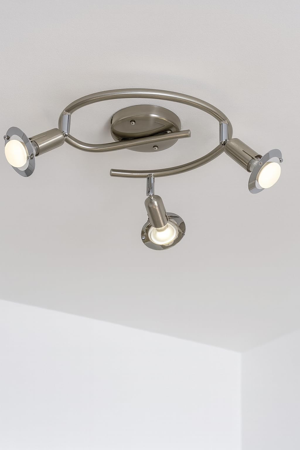 Nozzy Darwin 3 Light Ceiling Spotlight Nickel Chrome, Silver - Image 2