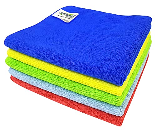 SOFTSPUN Microfiber Cloth – 5 pcs 40×40 cms 340 GSM Multicolor! Thick Lint & StreakFree Multipurpose Cloths Automotive Microfibre Towels for Car Bike Cleaning Polishing Washing & Detailing