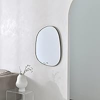 Vista 5 de Asymmetrical Mirror for Wall Decor 17.5"*22.5", Modern Brass Framed Wall Mirror for Living Room Bathroom Bedroom Entryway ELE-STOU-0066G