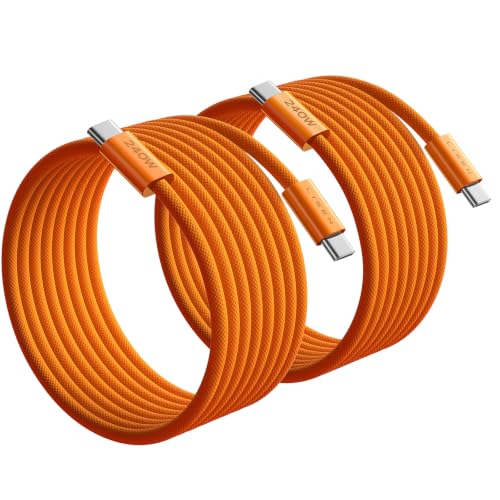 Image of LISEN USB C to USB C Cable, 240W PS /2 C to C Cable Fast Charging [10FT, 2 Pack] Type C Charger Fast Charging USBC to USBC Cable for iPhone 17 16 15 Pro Max iPad MacBook, Orange