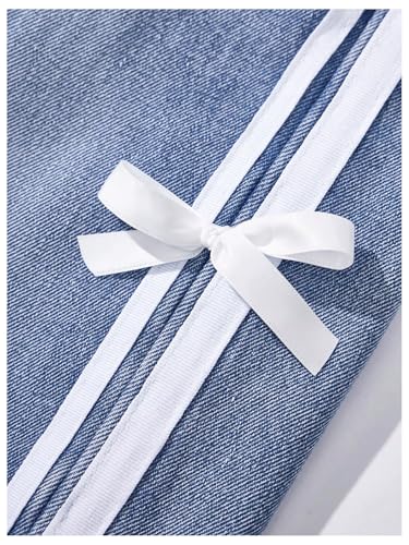 WDIRARA Toddler Girl's Cute Bow High Waisted Baggy Jeans Y2k Wide Leg Denim Pants4