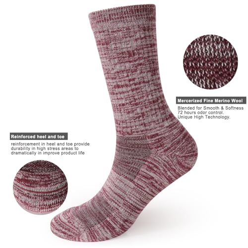 Image of EnerWear 4 Pack Women's Merino Wool Outdoor Hiking Trail Crew Sock