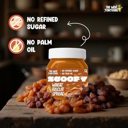 Image of The Wise Tortoise Scoopy Caramelized Biscuit Spread | 100% Sweetened With Dates & Jaggery | Zero Palm Oil | No Refined Sugar | No Artificial Flavours | Clean & Healthy (250 G)