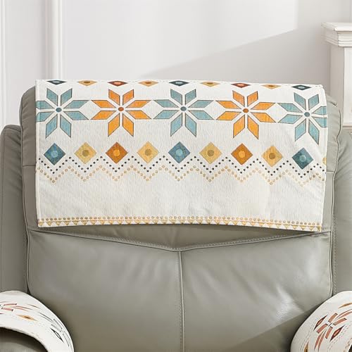 Fundas Antideslizantes para Reposacabezas de Sillón Reclinable Protector de Cuero para Reposacabezas de Sofá Funda de Chenilla con Estampado Vegetal (Beige-A 60 X 60 cm)