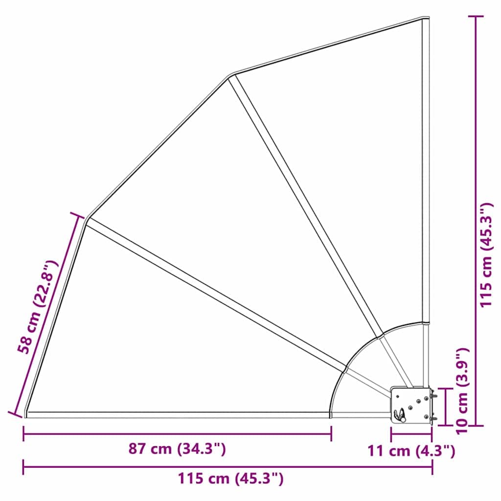 Brise-Vue pour Balcon Anthracite 115 x 115 cm, Écran de Confidentialité Pliable en Polyester et Acier pour Terrasse et Jardin, Pare-Vue Latéral avec Mécanisme de Levage Manuel