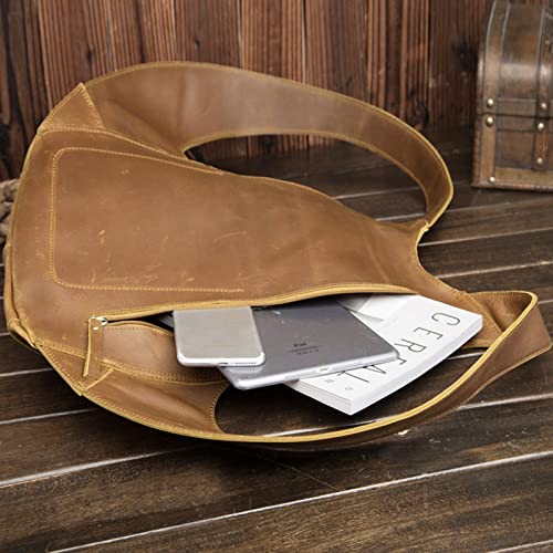 Mochila de cuero grande para mujer, marrón miniatura 3