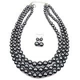 Winter.Z Multi-storey Pearl Clavicle chain Explosion models exaggeration fashion retro false collar necklace